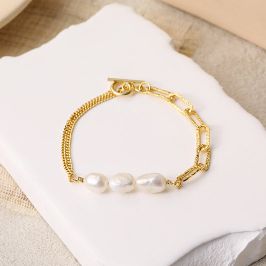 Asymmetry Baroque Pearl Bracelet